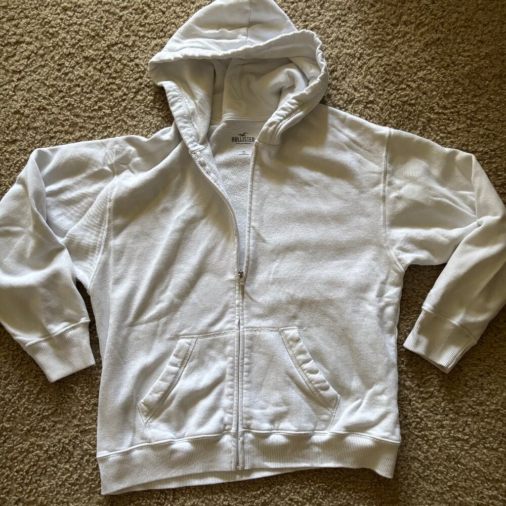 Hollister White Hoodie Sweatshirt XS